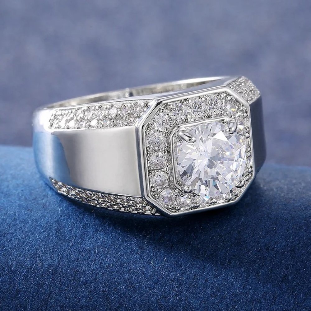 Stunning 1.50Ctw. Men's Diamond Ring .925 Solid Sterling Silver - Picture 4 of 6